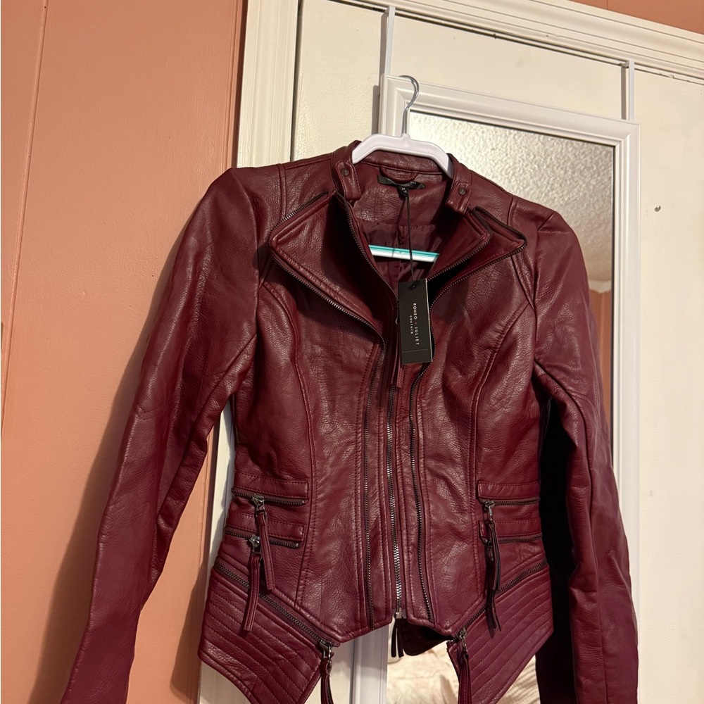 Women's Burgundy Leather Jacket